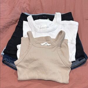 Kids Sleeveless Tank Tops - White and Tan